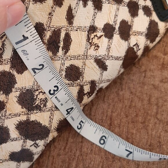 L.A.M.B. Y2K Leopard Print Coated Canvas Black Leather Shoulder Bag Satchel - Picture 15 of 16